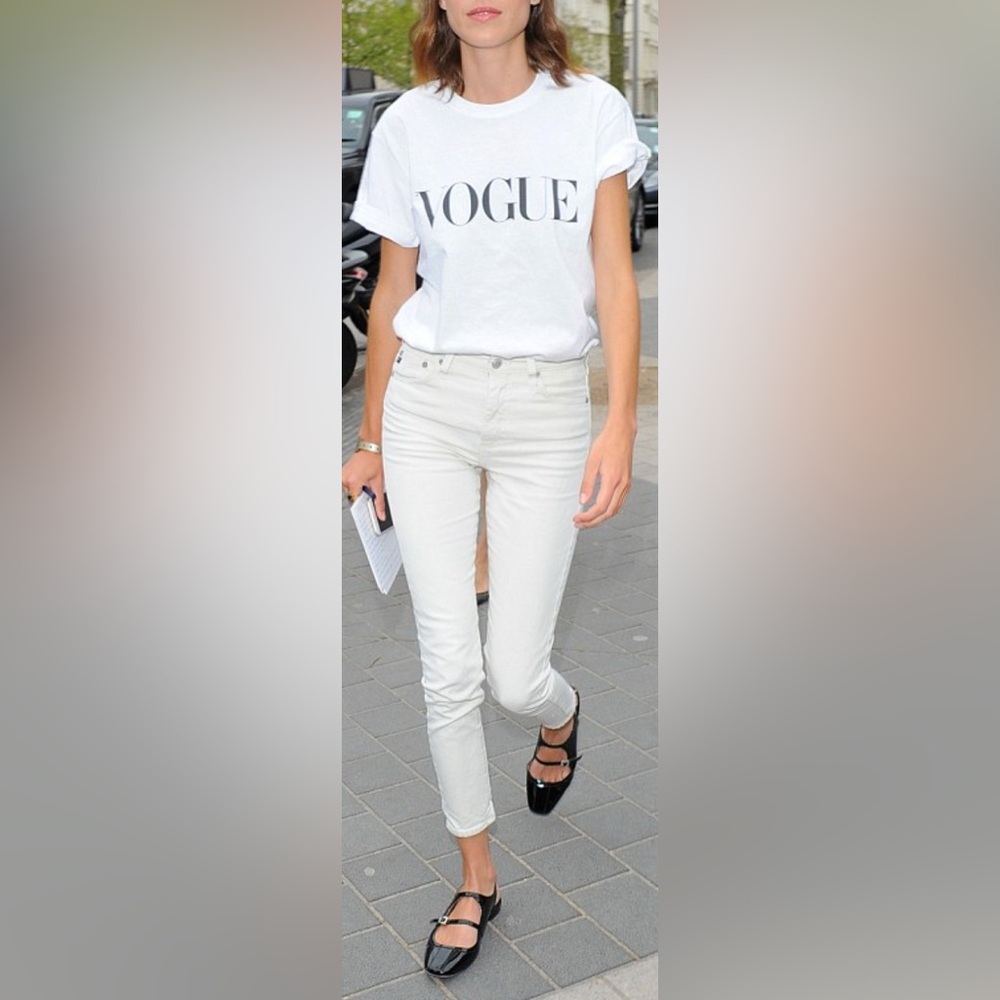 AG Adriano Goldschmied Alexa Chung Brianna High waist ankle jeans ecru chic 30